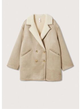Women's Cream Shearling Suede Coat